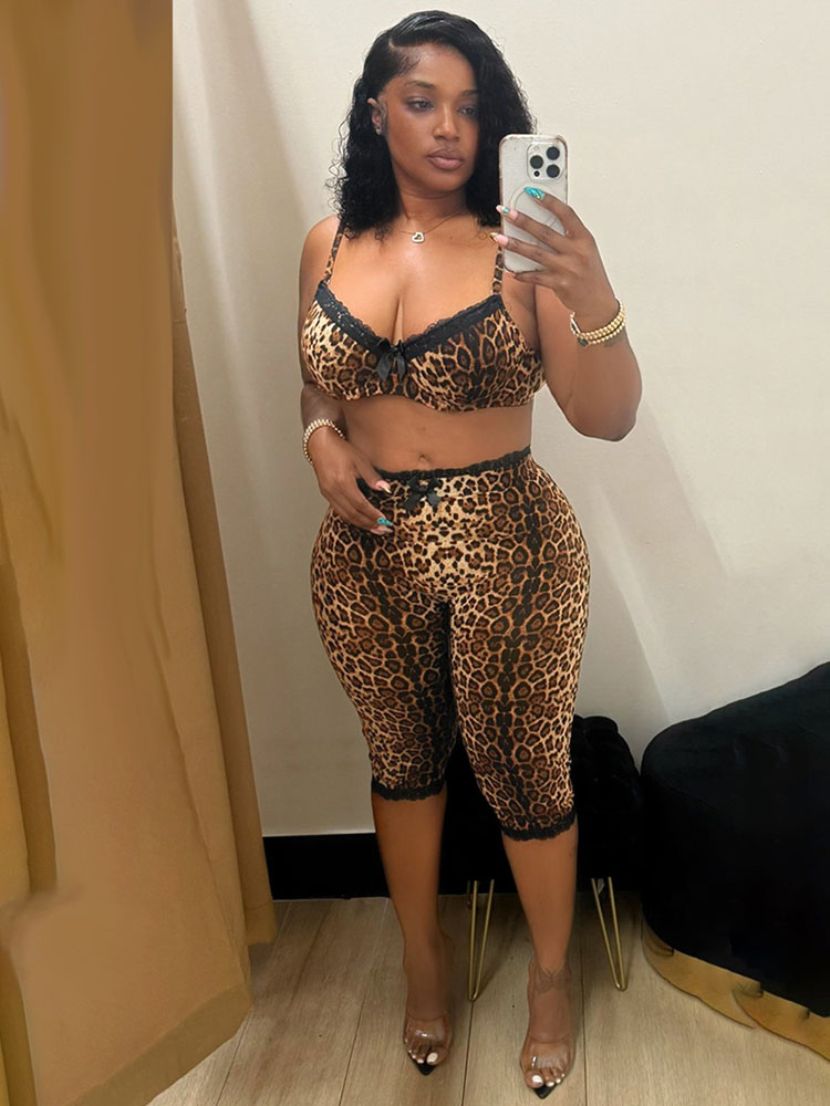 Doyerl Leopard Print Sexy Club - огляд і ціна Lace Bralette Set